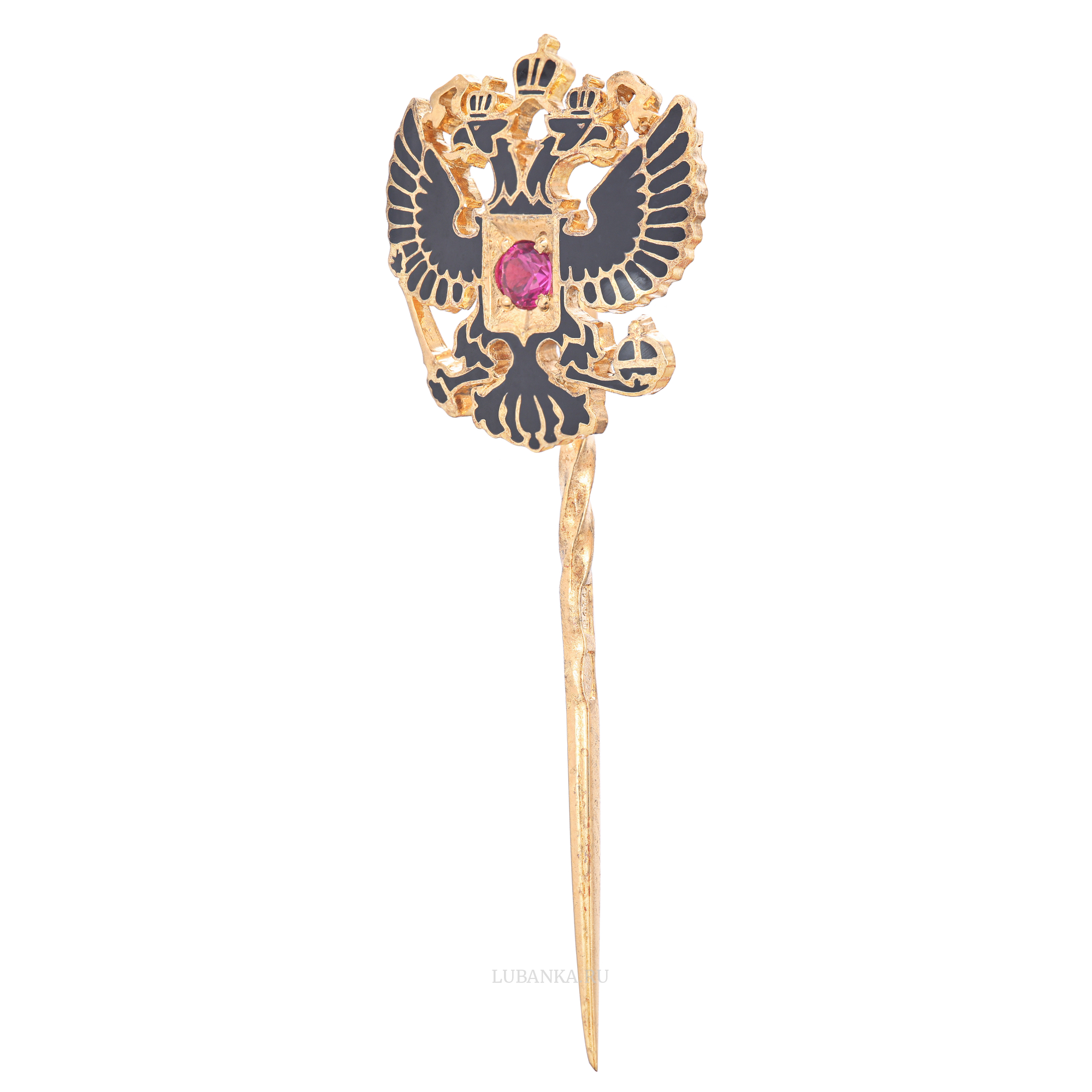 Заколка Герб России серебро с позолотой