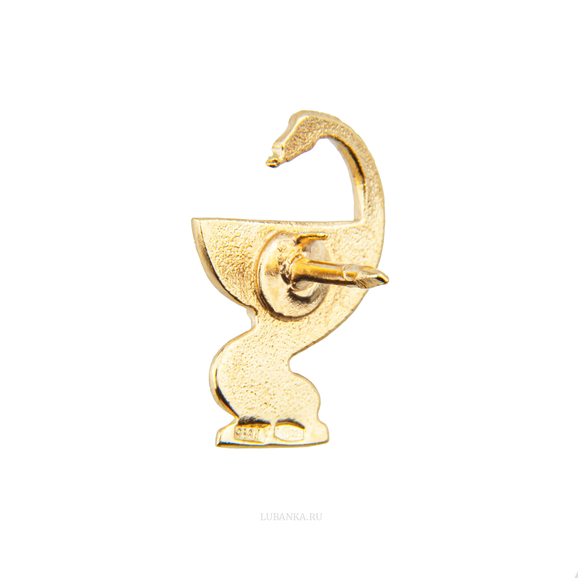 Значок Медицина серебро с позолотой