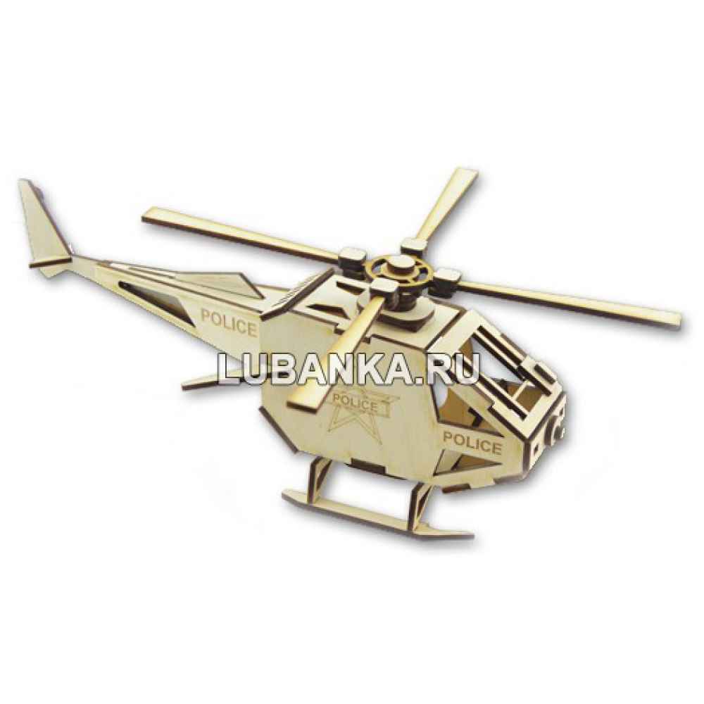 Деревянная модель для сборки вертолет Полиция