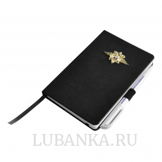 Блокнот с ручкой МВД черный