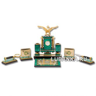 Настольный набор для руководителя «Двухглавый орёл» из камня